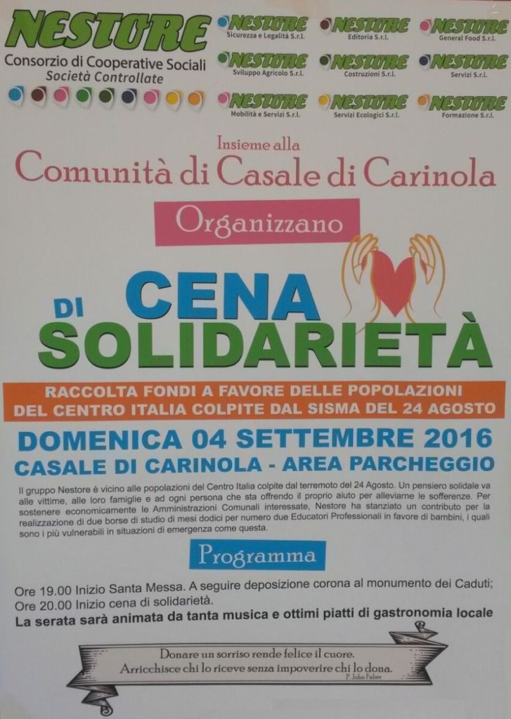 Cena di solidarietà pro-terremotati