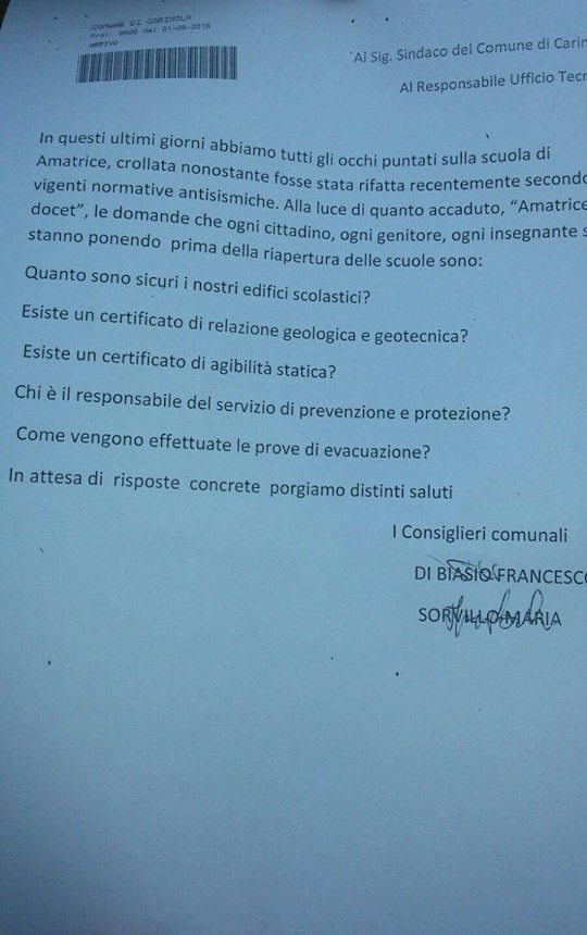 Interrogazione sulla staticità degli edifici scolastici