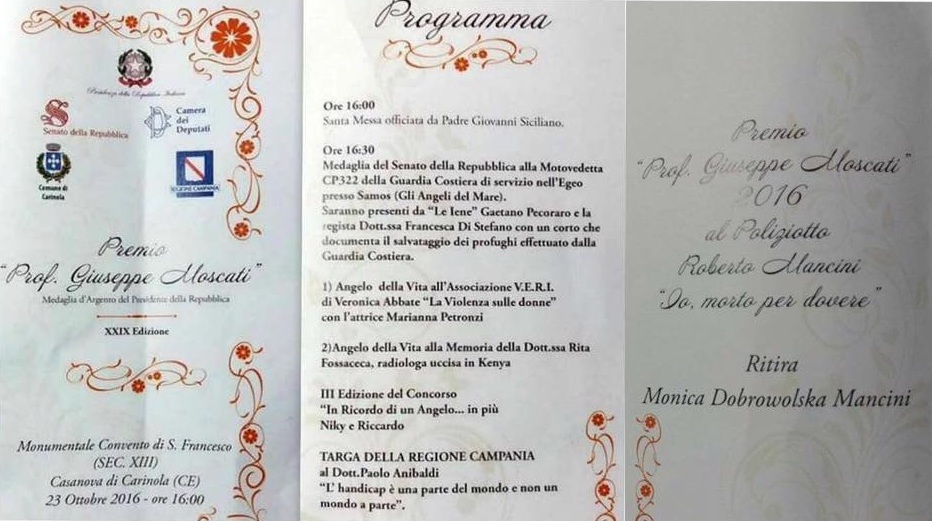 Brochure tratta dall'evento Facebook dedicato alla serata