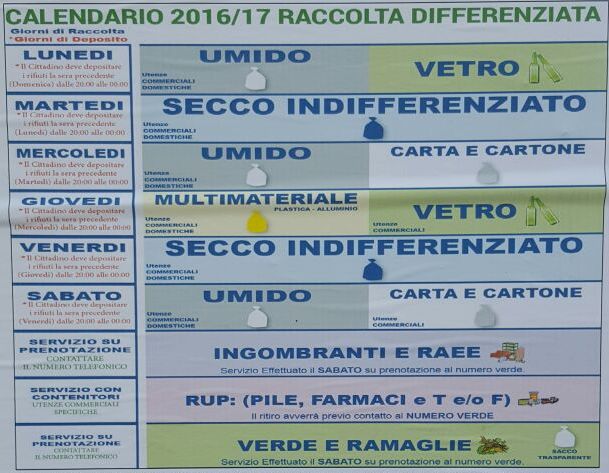 nuovo calendario differenziata