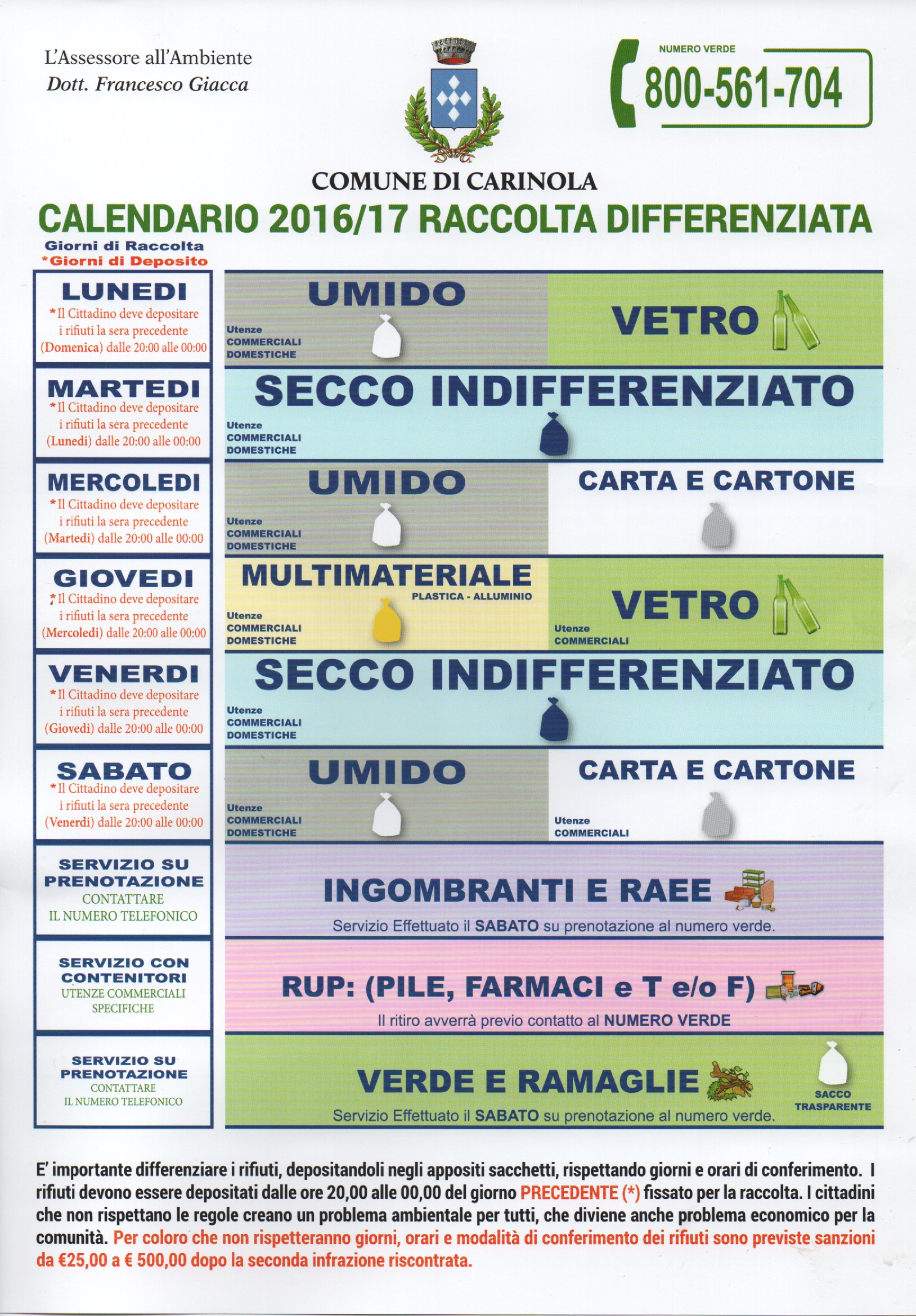 Calendario Raccolta Differenziata 2016-2017, 1